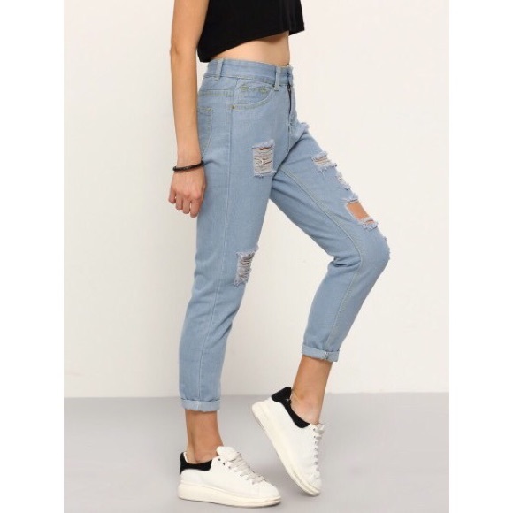 High waisted distress skinny jeans - Picture 4 of 5